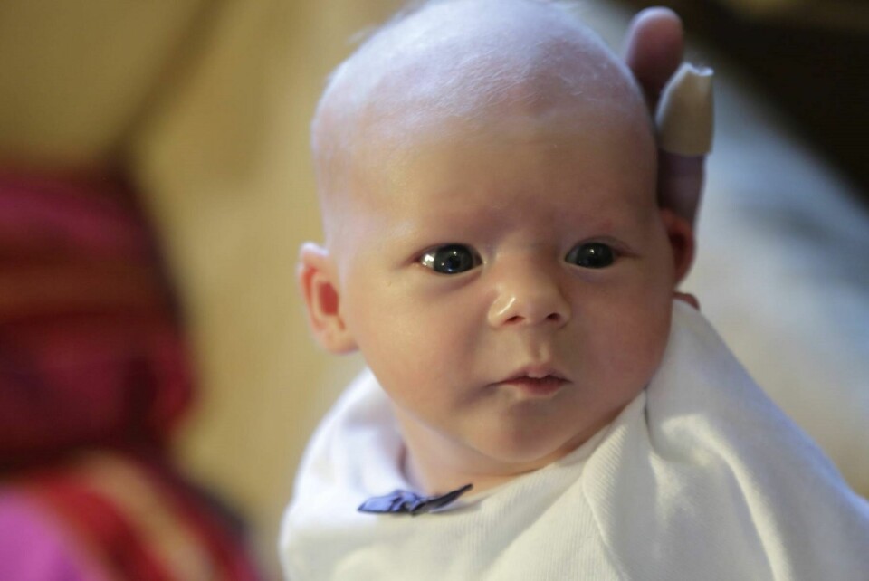 HØYT ELSKET: Nathaniel (1 md) er familiens Gresbakkens beste overraskelse.