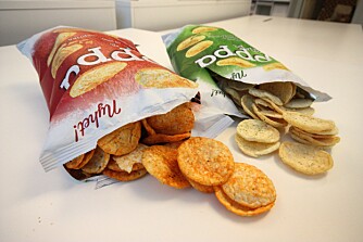 SUNNERE POTETGULL?: Vi har gått nærmere inn på næringsinnholdet til nyheten Poppa Chips fra Sørlandschips. FOTO: Jenny Mina Rødahl