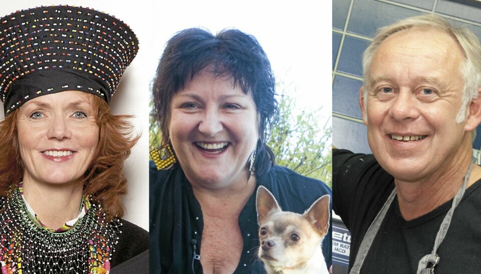 HJELPERNE: Mari Maurstad (54) har fadderbarn, Petter Nome (57) lager mat på Kirkens Bymisjons kafé for rusmisbrukere og Anne B. Ragde (54) er dyrenes hjelper.
