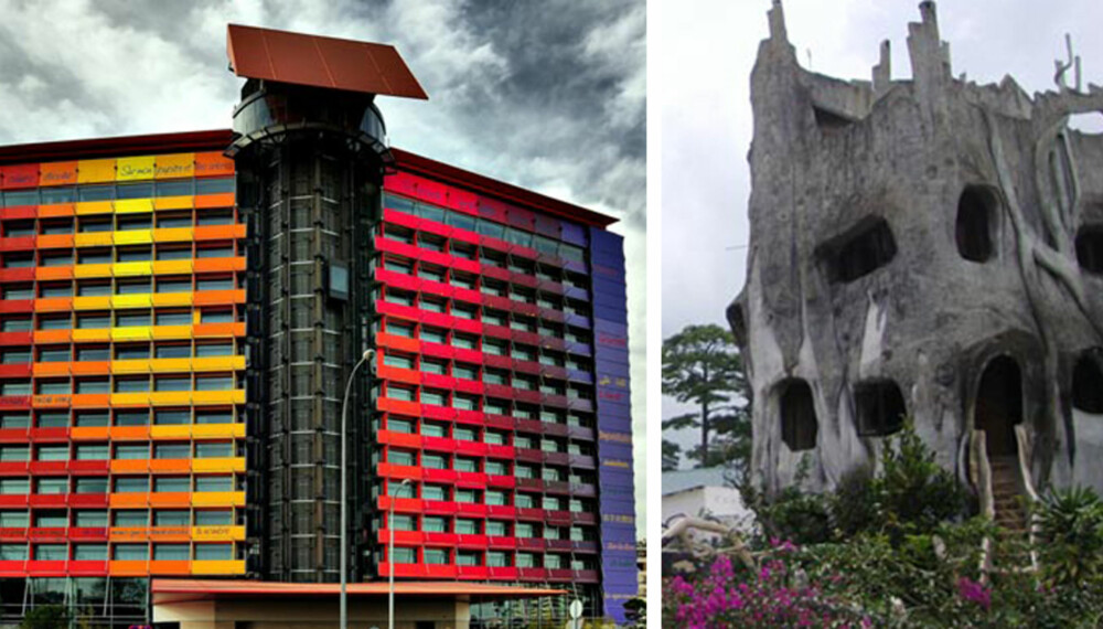 IKKE PENE: Verdens styggeste hoteller er kåret. Her ser du to av "vinnerne".