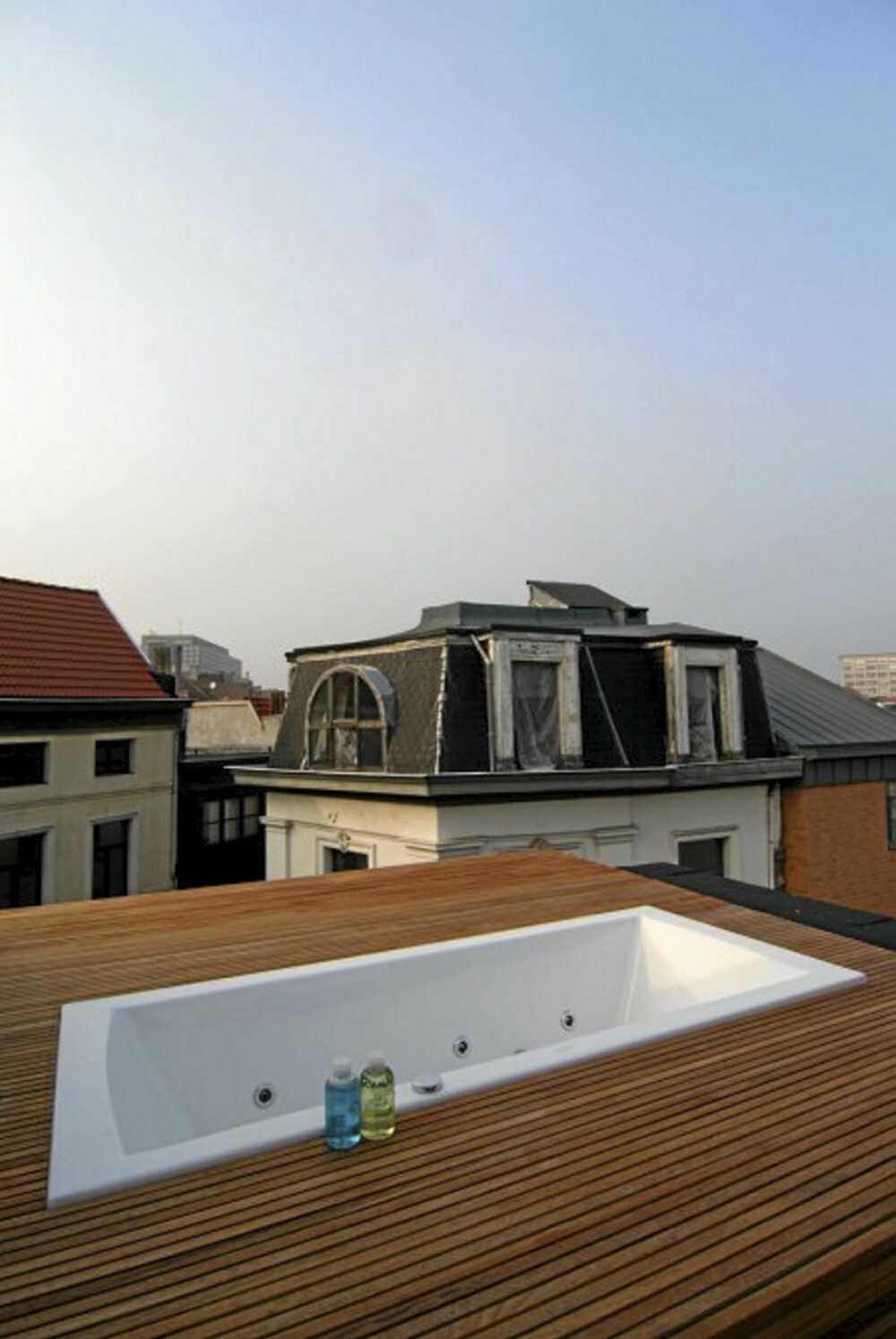 HIMMELSK: Fra taket med bassenget har eierne panoramautsikt over Antwerpens skyline. Her oppe er de også i stor grad skjermet for innsyn.