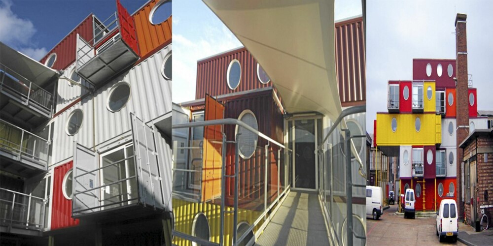 LEGOLAND: I Container City i London er "leilighetene" stablet oppå hverandre som legoklosser.