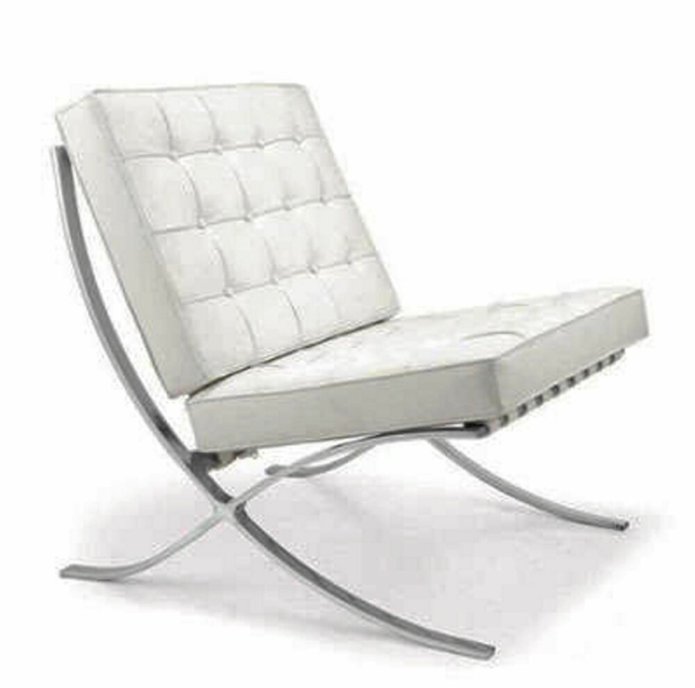 EKTE KOPI: Barcelona-stolen lå ute på Finn for 3095 kr, fra en svensk leverandør. Dette vil være en kopi, den ekte stolen koster 35 000 kroner, men om det ikke er viktig for deg, vil selger levere på døra med DHL. FOTO: Finn.no.