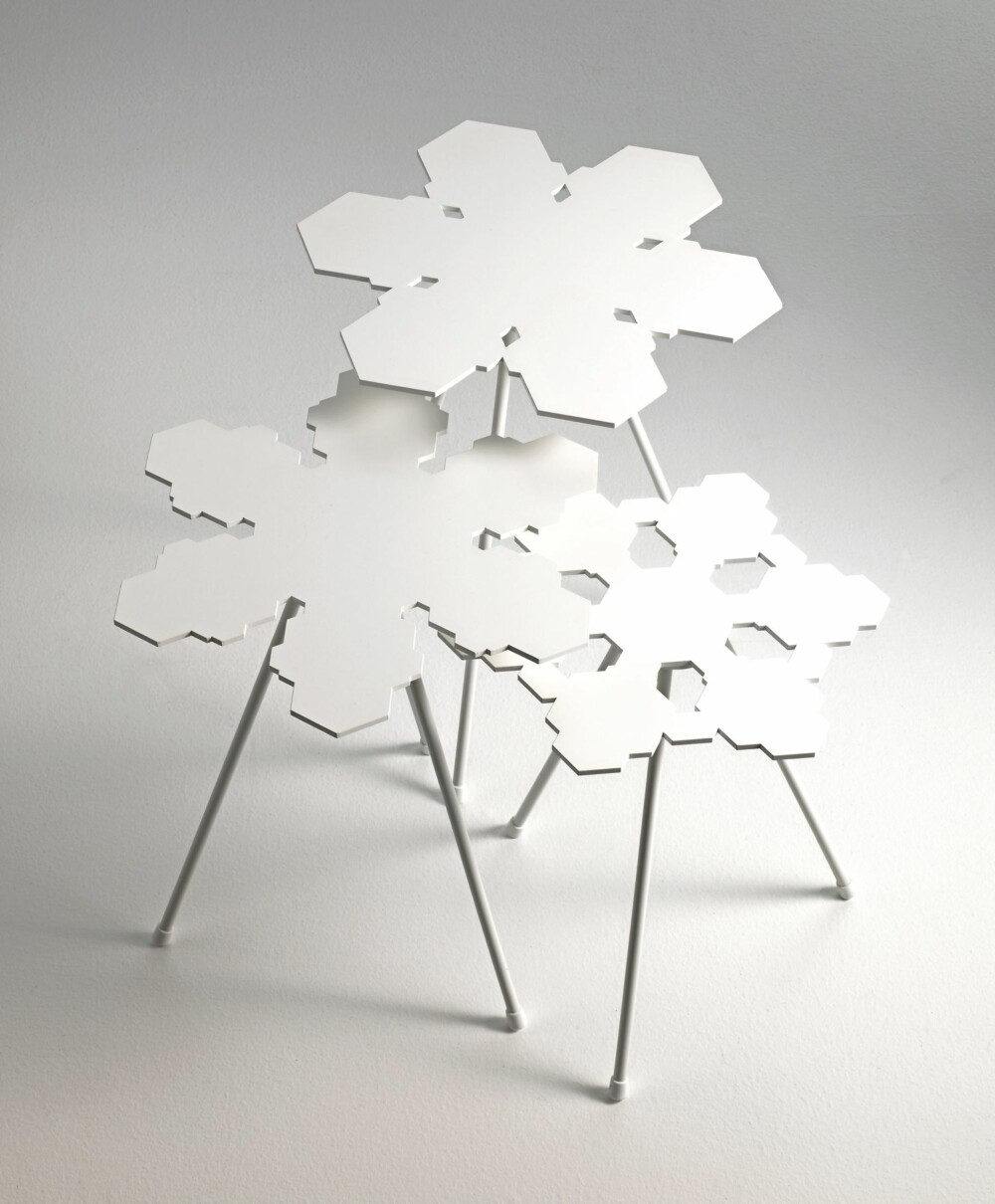 INN I VARMEN: Småbordene "Snowflakes", designet av Claesson, Koivisto, Rune for Offecct.