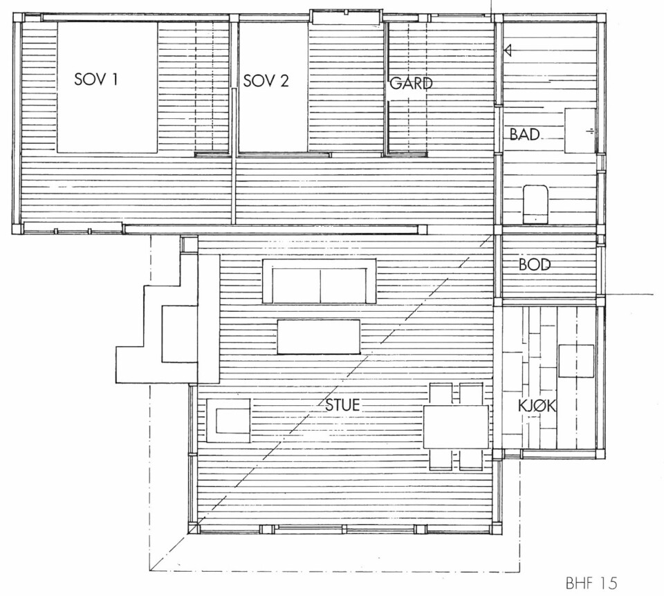 PLANSKISSE: Slik er utformingen av hytta løst.