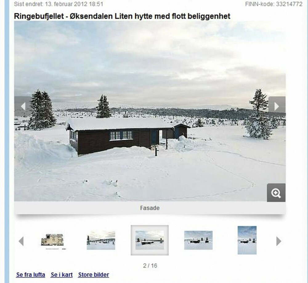 HYTTE MED BELIGGENHET: Denne hytta på Ringebufjellet er til salgs for kr 750.000,-
