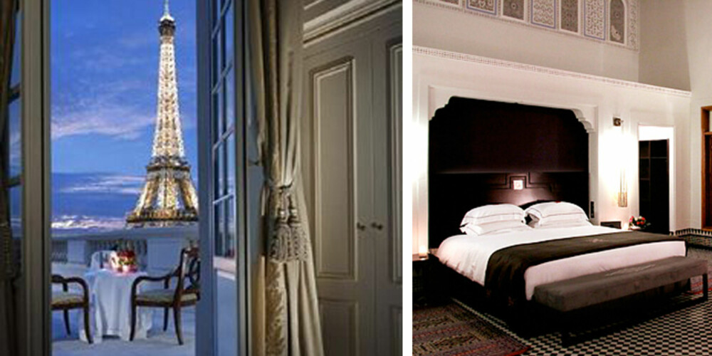 ROMANTISKE DESTINASJONER: Finn romantikken på hotell i Paris eller Marocco.