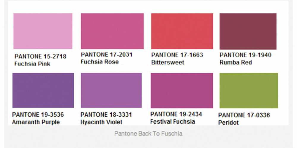 FUSCHIA: Fargegiganten Pantone tror også på optimistiske friske farger i trendbildet fremover.