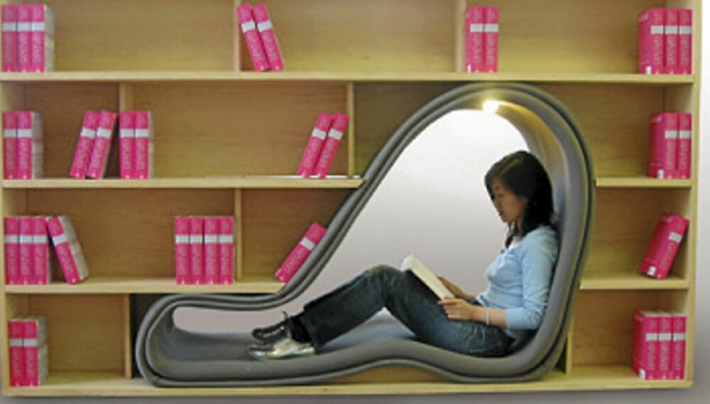 LESEKROK: Inspirert av plassmangelen i japanske hjem har designer Sakura dachi designet et huleaktig leserom med innebygde hyller til bøker. Fra sakurah.net.