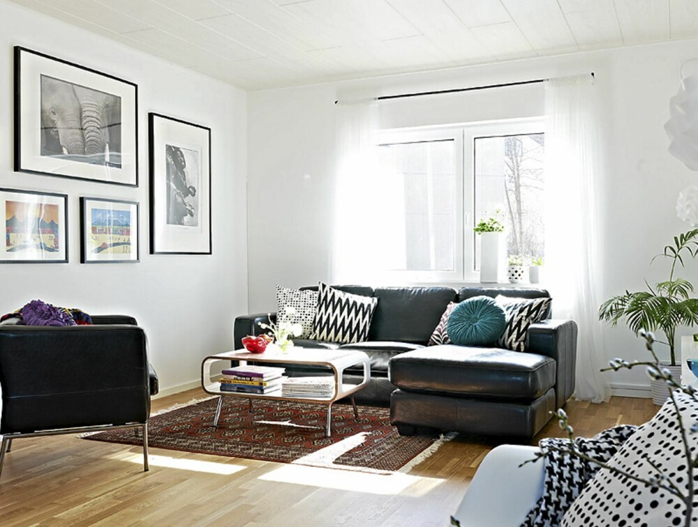 En bildevegg gjør seg i stuen. Men alle bildene behøver slett ikke å være i samme stil. Putene i sofaen er også en kjapp måte å bringe farge inn i hjemmet ditt på, og du kan lett skifte dem ut, eller bytte dem med puter fra et annet rom. En bildevegg gjør seg i stuen. Men alle bildene behøver slett ikke å være i samme stil. Putene i sofaen er også en kjapp måte å bringe farge inn i hjemmet ditt på, og du kan lett skifte dem ut, eller bytte dem med puter fra et annet rom.
