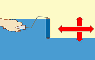 Rulle: For å få malingen jevnt utover ruller du først i vedens retning, deretter på tvers og til slutt, en siste gang i vedens retning
