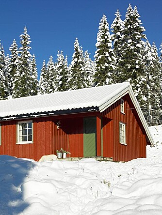 HYTTE I NORDMARKA: Den røde hytta ligger ved Mylla i Nordmarka, utenfor Oslo.