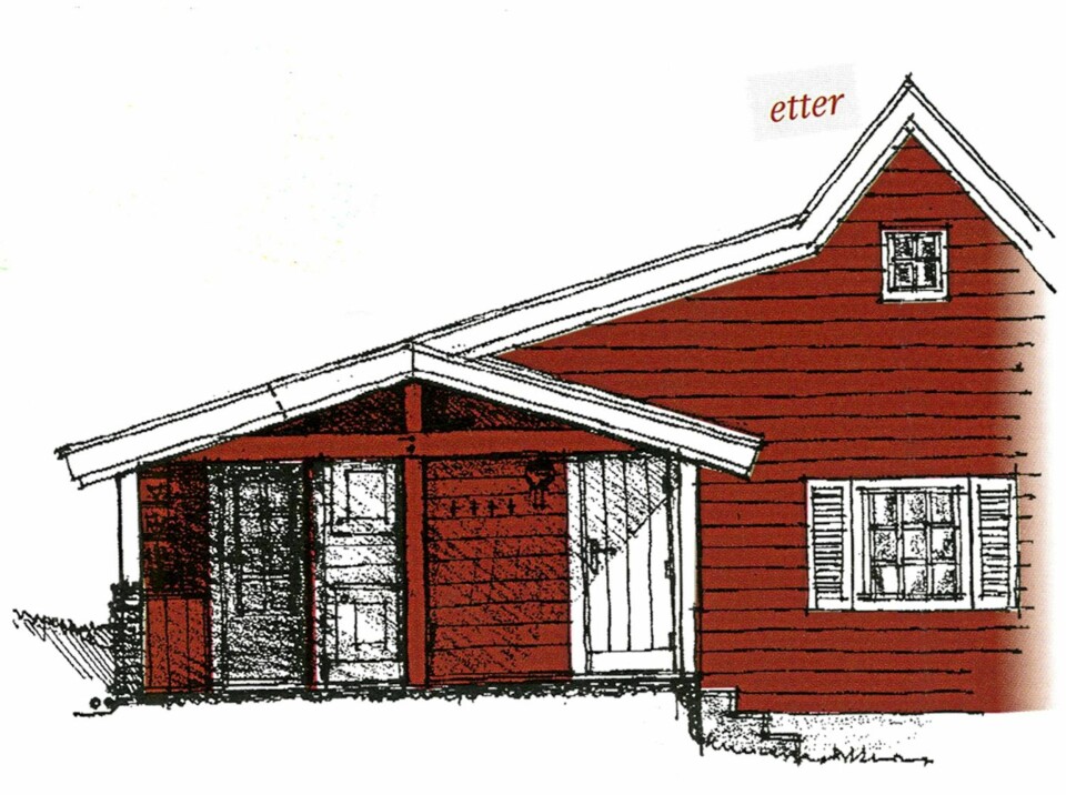ARKITEKTTEGNINGEN: Dette var tegningen som Siv Evensen og Odd ble inspirert av. Det er ikke helt ulikt det ferdige resultatet.