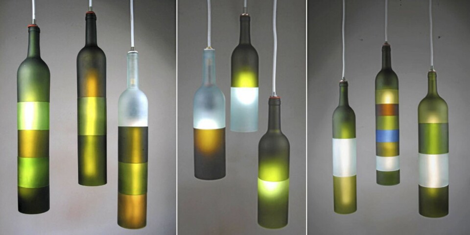 AVANSERT: Jerry Kott skjærer skiver av forskjellige flasker og setter dem sammen på nytt.