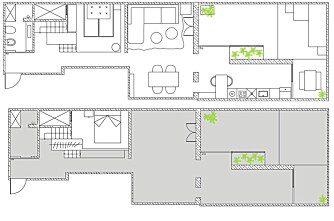 PLANTEGNING: Plantegning av de to planene i leiligheten