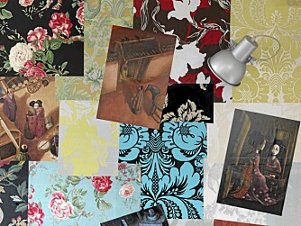 COLLAGE: Den ene veggen er dekorert med en collage som er laget av ulike rester og klipp. COLLAGE: Den ene veggen er dekorert med en collage som er laget av ulike rester og klipp.