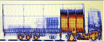 SPRIT-SCANNING: Slik ser bildet ut på tollernes skjerm når trailere scannes.