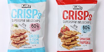 CHIPS MED FULLKORN: KiMs Crisps reklamerer med 60 prosent fullkorn og 30 prosent mindre fett. Men saltinnholdet får ernæringsfysiologene til å reagere.