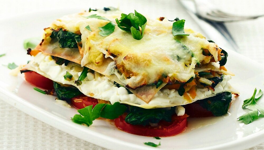VEGETARLASAGNE: Gir 3,5 porsjoner grønnsaker - av de 5 du trenger. VEGETARLASAGNE: Gir 3,5 porsjoner grønnsaker - av de 5 du trenger.