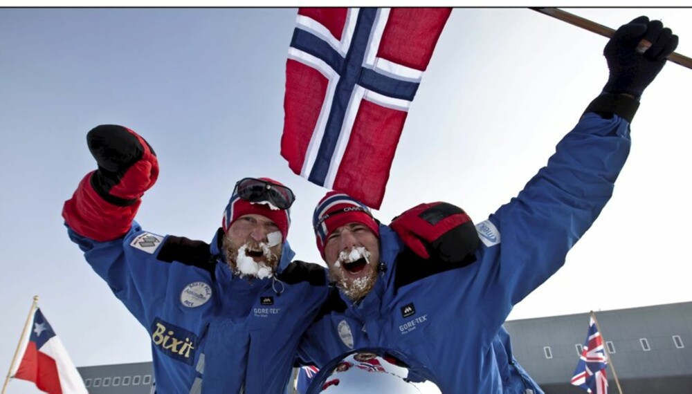 KNUSTE FEM LAG: Polfarerne Rune Malterud og Stian Aker kom først til sydpolen.