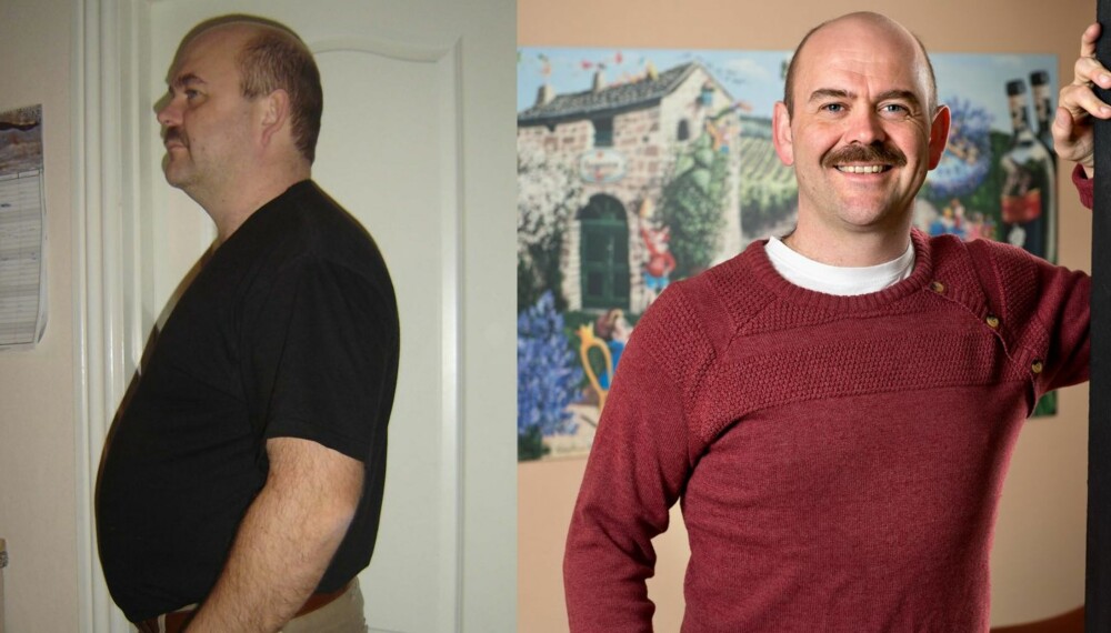 FØR OG ETTER: Bent Hargaard var ikke fornøyd med sin tidligere vekt, som viste 111 kilo. Nå er han 23 kilo lettere, og trives med sin nye livsstil. FØR OG ETTER: Bent Hargaard var ikke fornøyd med sin tidligere vekt, som viste 111 kilo. Nå er han 23 kilo lettere, og trives med sin nye livsstil.