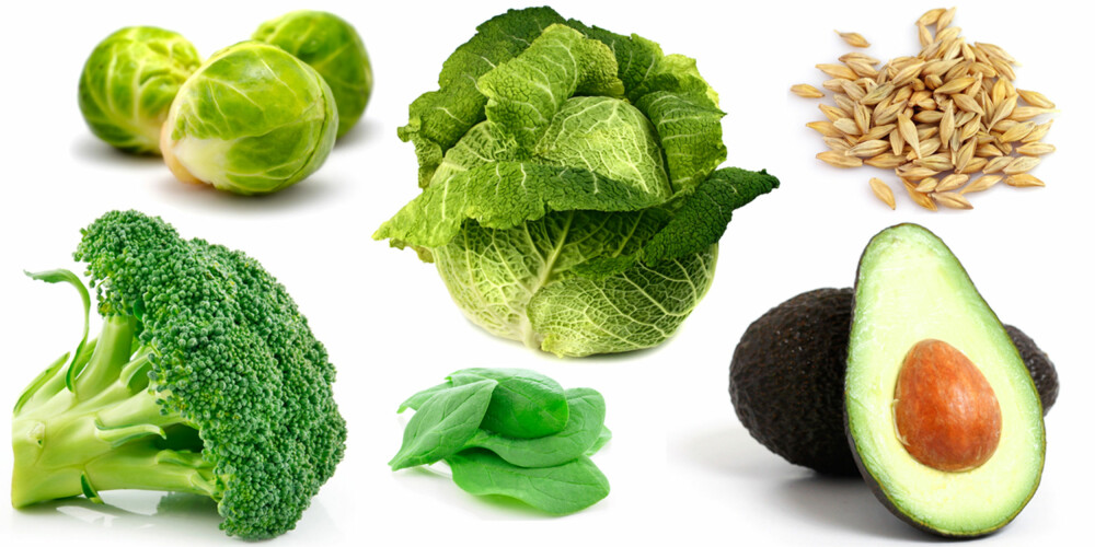 K-VITAMINKILDER: Rosenkål, bladsalat, korn, brokkoli og avokado er gode kilder til vitamin K.