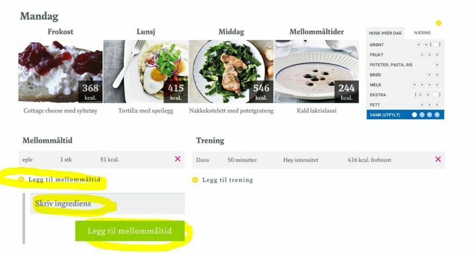 SMÅSULTEN? Alt du spiser mellom hovedmåltidene kan du registrere som ekstra mellommåltid.