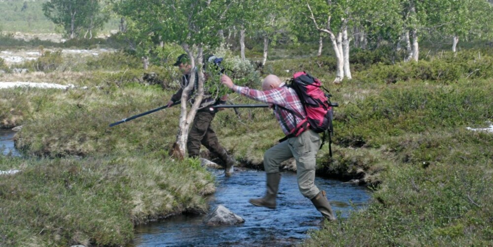 GRUNNE bekker i slikt terreng byr neppe på gode fiskeplasser. Følg heller bekken til den passerer ei myr.