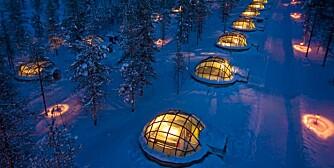IGLOO-HOTELL: I lappland i Finland ligger dette igloohotelet - Hotel & Igloo Village Kakslauttanen .