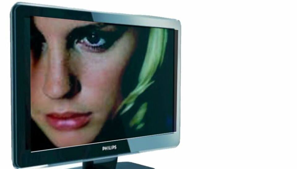 DÅRLIG SIKRET: Denne tv-en fra Philips er så dårlig sikret at den står i fare for å falle fra hverandre.