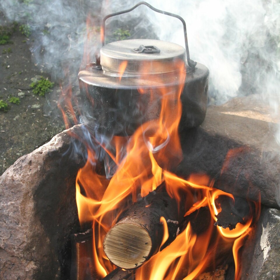 TIPS: Et par steiner på høykant gjør at du kan sette kjelen rett over bålet.
