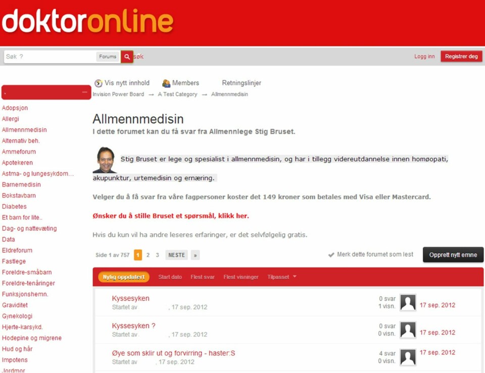 OBS: Dette er en testside som viser litt av nye Doktor Online. Om du finner feil her, har du helt rett - endelig versjon av Doktor Online kommer snart - også på mobil og lesebrett!