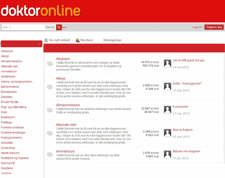 OBS: Dette er en testside som viser litt av nye Doktor Online. Om du finner feil her, har du helt rett - endelig versjon av Doktor Online kommer snart - også på mobil og lesebrett!