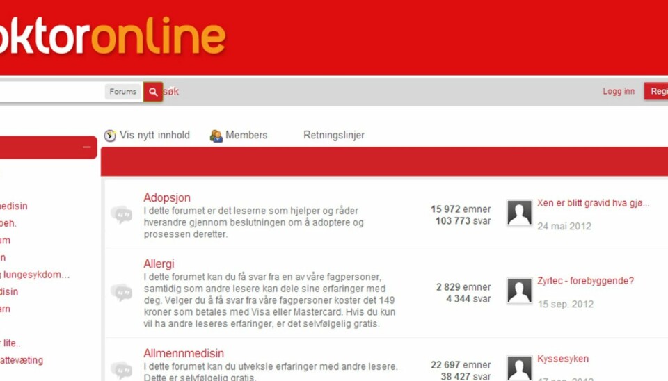 OBS: Dette er en testside som viser litt av nye Doktor Online. Om du finner feil her, har du helt rett - endelig versjon av Doktor Online kommer snart - også på mobil og lesebrett!