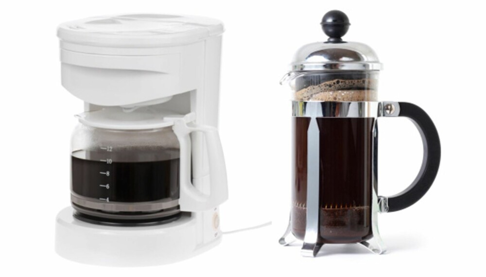 FETT:  Filteret i kaffetrakteren fjerner det kolesterolfarlige fettet fra kaffen, mens presskannekaffen drikkes med kaffefett.