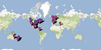 PÅVISTE TILFELLER: De merkede stedene på dette kartet fra Google Maps viser hvor i verden svineinfluensa har blitt påvist og hvor folk er syke og under utredning.