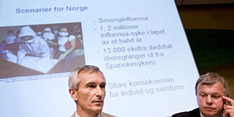 SKREKK-SCENARIER: 13.000 ekstra døde og 1,2 millioner syke ved en potensiell katastrofal pandemi, var budskapet fra myndighetene. Pressen har fått skylda for å ha skapt unødvendig mye frykt. SKREKK-SCENARIER: 13.000 ekstra døde og 1,2 millioner syke ved en potensiell katastrofal pandemi, var budskapet fra myndighetene. Pressen har fått skylda for å ha skapt unødvendig mye frykt.