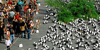 GATENE FULLE: 1.600 pandaer i gatene.