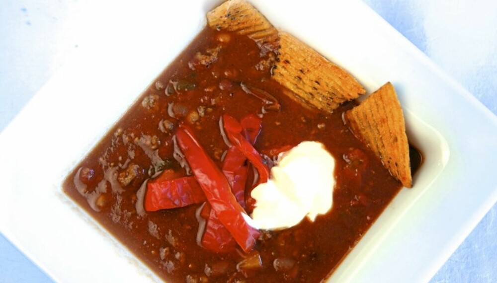 Her er oppskriften på chili con carne.