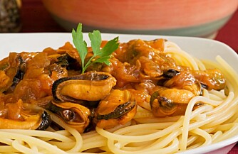 DELIKATESSE: En lokal delikatesse på Sardinia er spagetti med blåskjell.