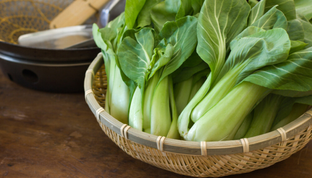 BOK CHOY: Lubben asiatisk kål som er fin å bruke å wok. Kan erstattes med kinakål.