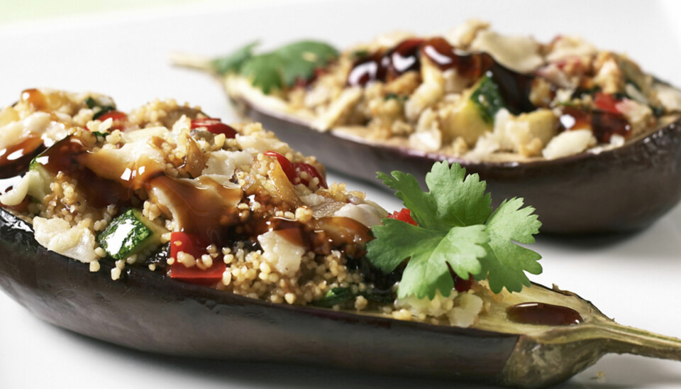 GRATINERT: Aubergine med couscous.