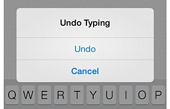 ANGRE-FUNKSJON: Rist litt på telefonen om du har skrevet feil eller ved en tilfeldighet har slettet noe du ikke  skulle. Det er ikke for sent å angre seg. FOTO: Screenshot, iPhone.