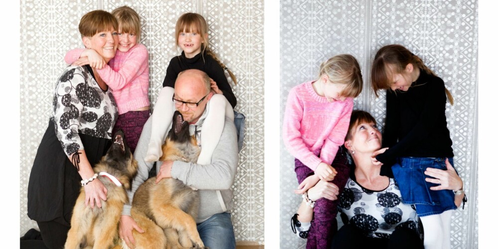 FAMILIEN: Irene med to av fire døtre, Emilia og Hedda, og ektemannen Arnt-Ove hjemme i Mosjøen. - Jeg har en fantastisk mann, som har levd med meg i alle disse ulike fasene. Jeg er stolt av å være gift med ham, sier Irene. FAMILIEN: Irene med to av fire døtre, Emilia og Hedda, og ektemannen Arnt-Ove hjemme i Mosjøen. - Jeg har en fantastisk mann, som har levd med meg i alle disse ulike fasene. Jeg er stolt av å være gift med ham, sier Irene.