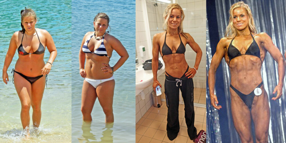 FØR OG ETTER: Her er Tonje i 2009 før hun la om livsstilen sin, samt i 2013 etter at hun startet med fitnesstrening.