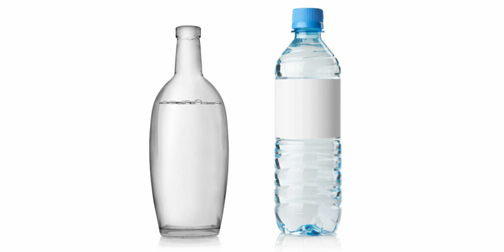 GLASS BEDRE ENN PLAST: Glassflasker er diffusjonstette i motsetning til plastflasker. Disse kan ikke avgi stoffer til vannet, annet enn eventuelle stoffer fra korken, eller belegg på innsiden av korken, forklarer Lund.