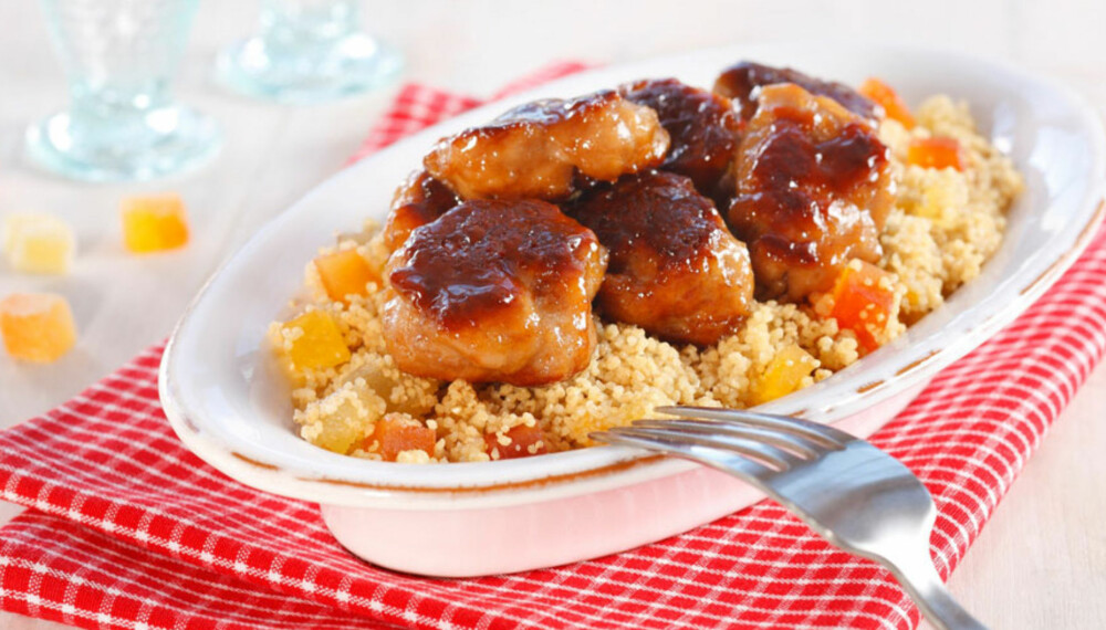Dagens rett: Honningstekte medisterboller med couscous Dagens rett: Honningstekte medisterboller med couscous