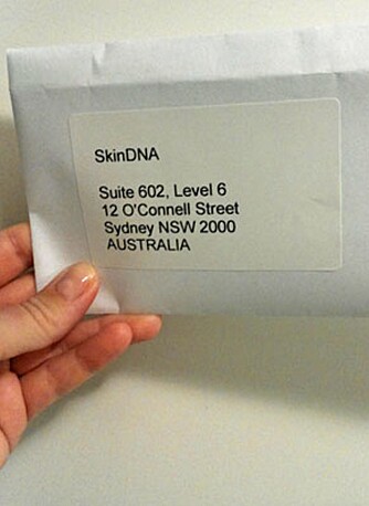 POSTLAGT: DNA-pinnen med skjema ble sendt tilbake til SkinDNA i Australia.