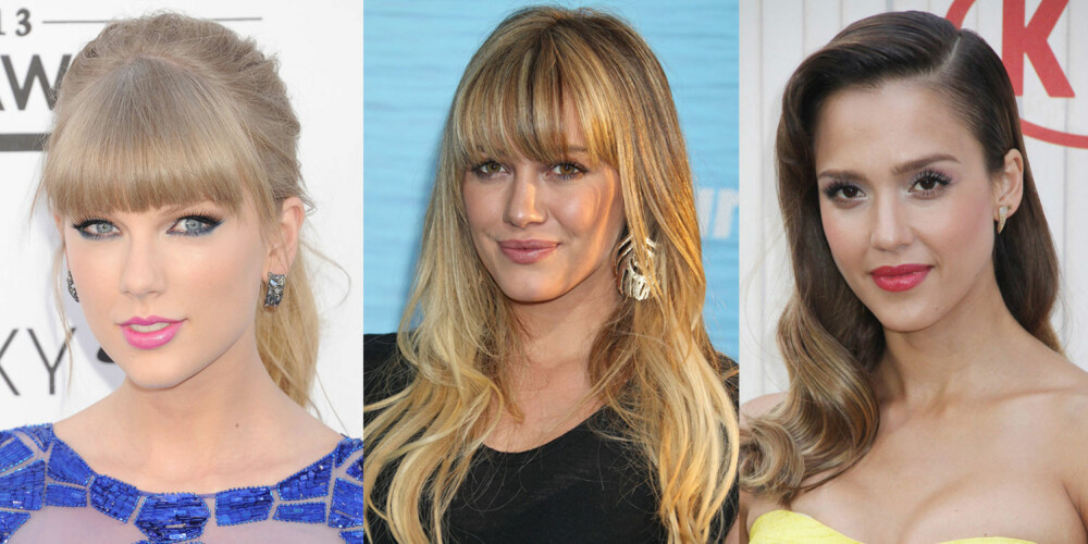OVALT ANSIKT: Taylor Swift, Hilary Duff og Jessica Alba kler de aller fleste frisyrer med sine ovale ansikter.