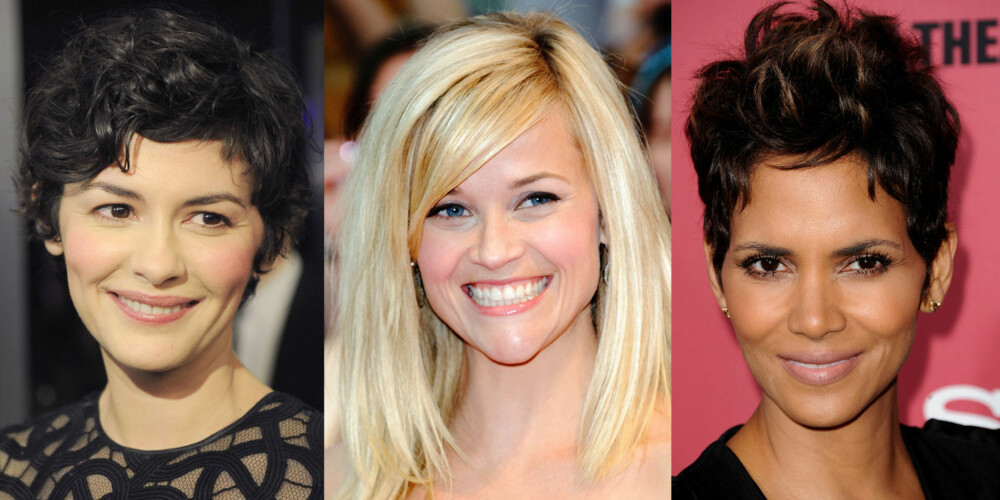HJERTELIG: Audrey Tautou, Reese Witherspoon og Halle Berry har et hjerteformet ansikt.